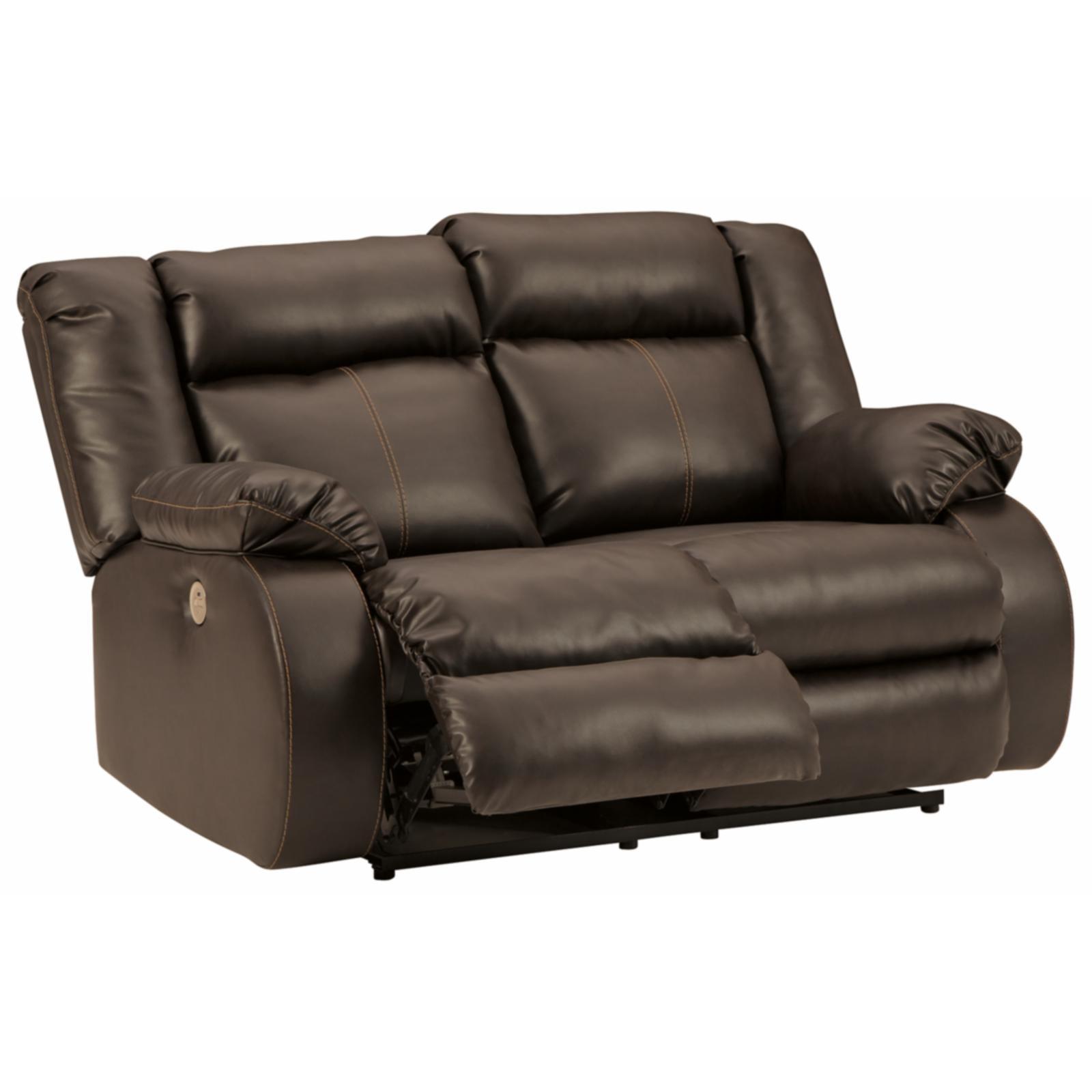 Contemporary Chocolate Faux Leather Power Reclining Loveseat