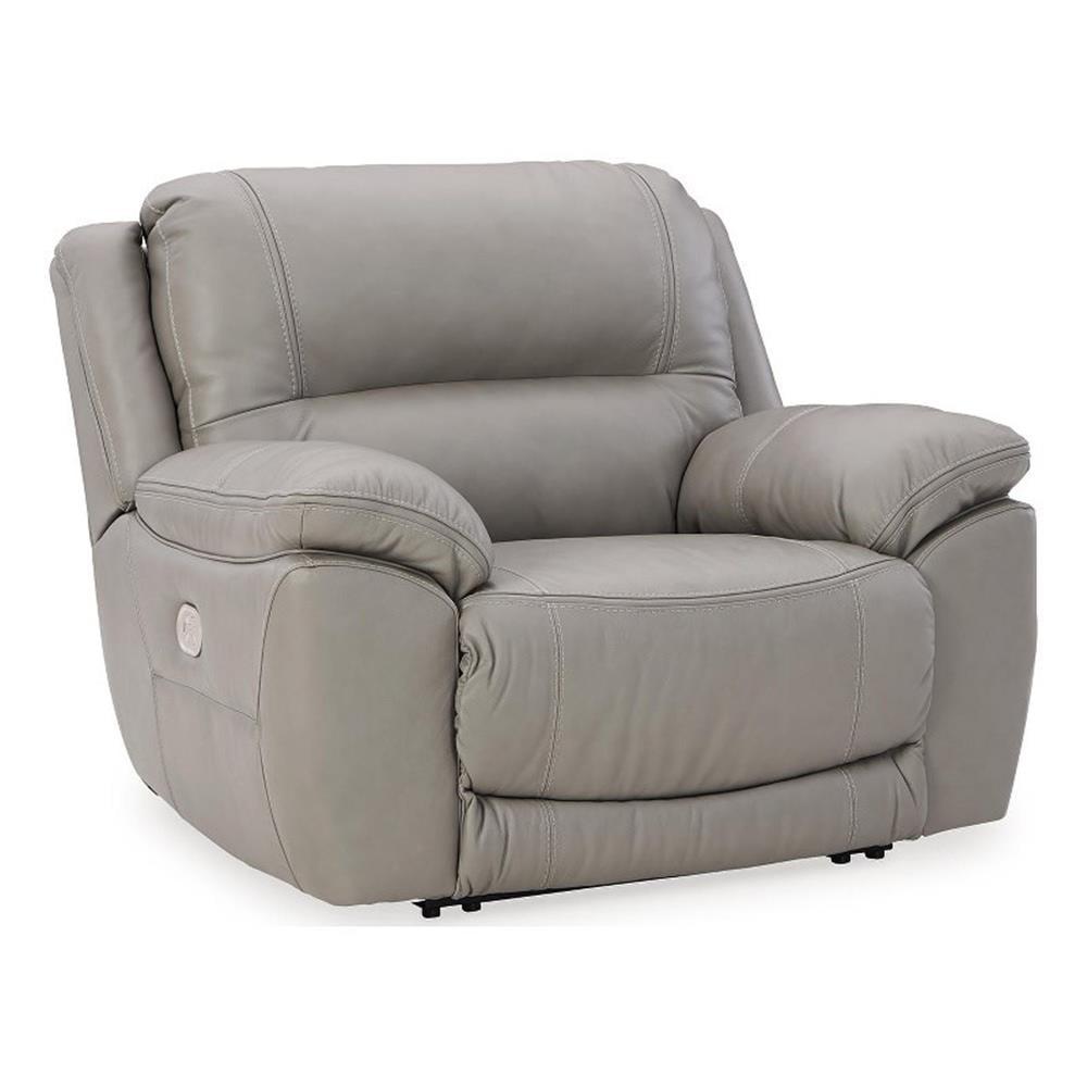 Contemporary Gray Leather 51" Recliner with Power Headrest