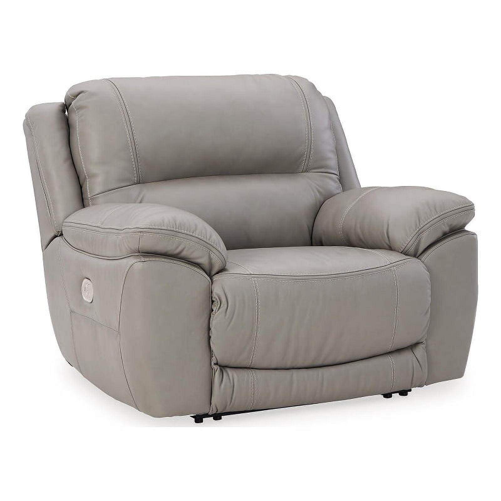 Ashley Furniture Dunleith Leather Zero Wall Recliner with Headrest in Gray