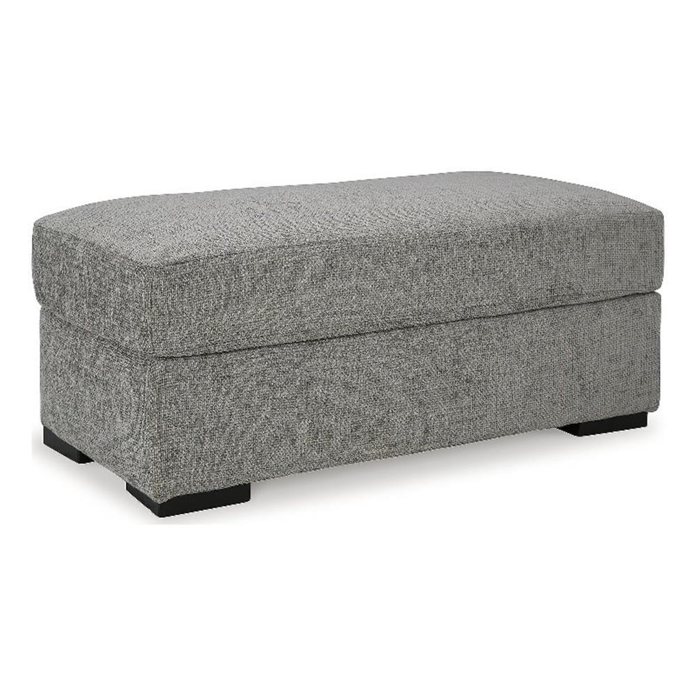 Dunmor Large Black and Gray Upholstered Ottoman