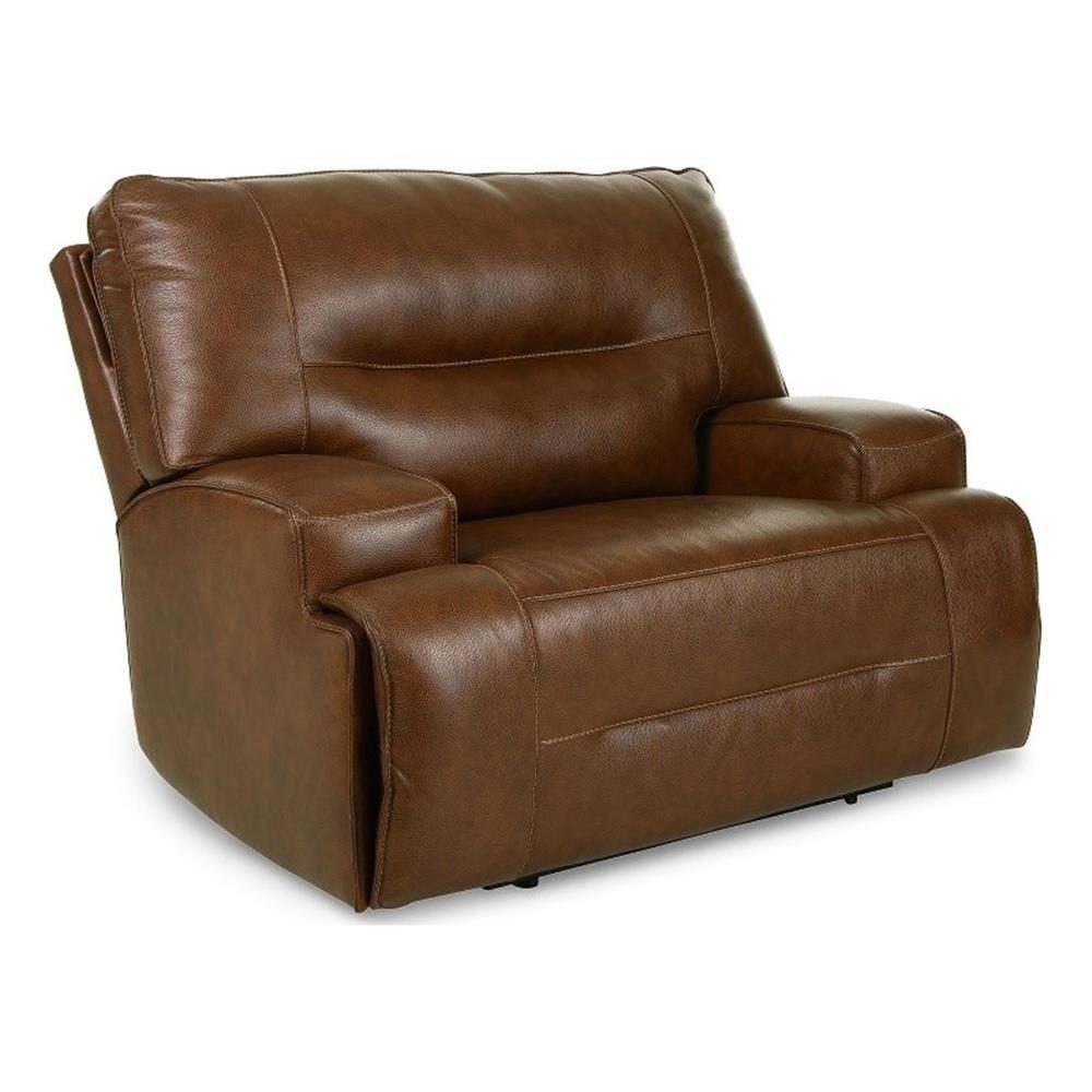 Francesca Dark Brown Leather Power Recliner with Adjustable Headrest