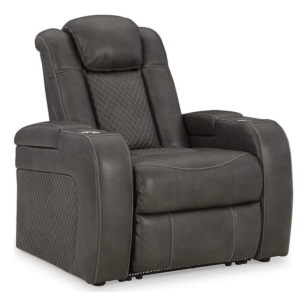 Shadow Brown Faux Leather Power Recliner with LED Lighting