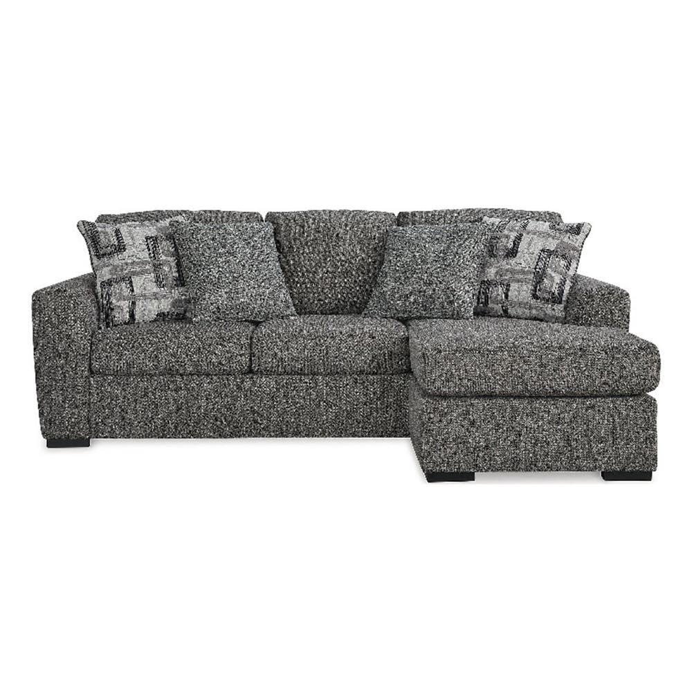 Gray Fabric Track Arm Sofa Chaise with Ottoman