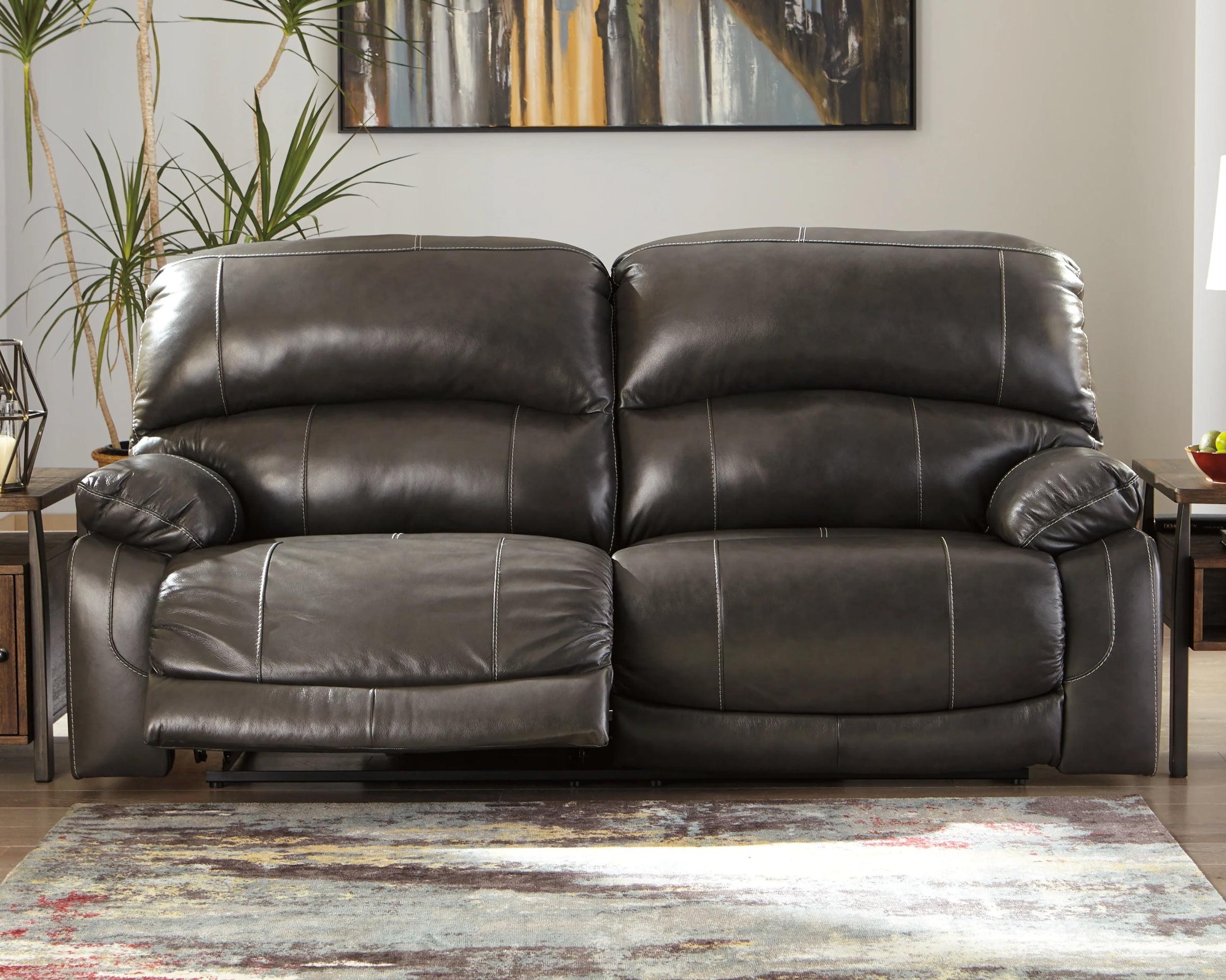 Ashley Furniture Hallstrung Leather Power Reclining Sofa in Gray