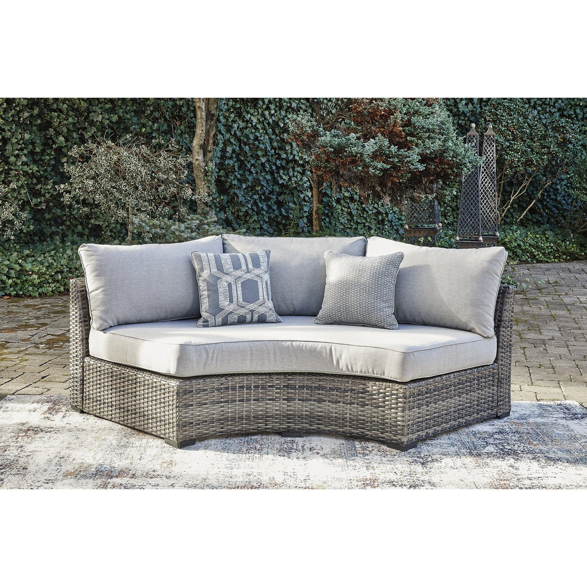 Gray Wicker Outdoor Sleeper Sectional with Cushions