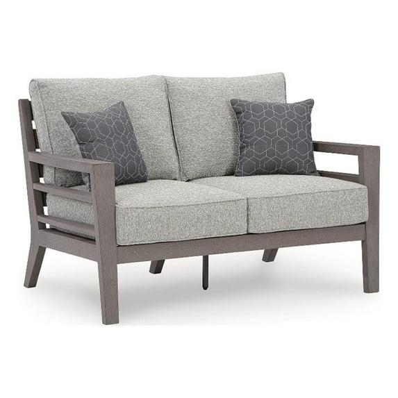 Ashley Furniture Hillside Barn Gray & Brown Outdoor Loveseat with Cushion