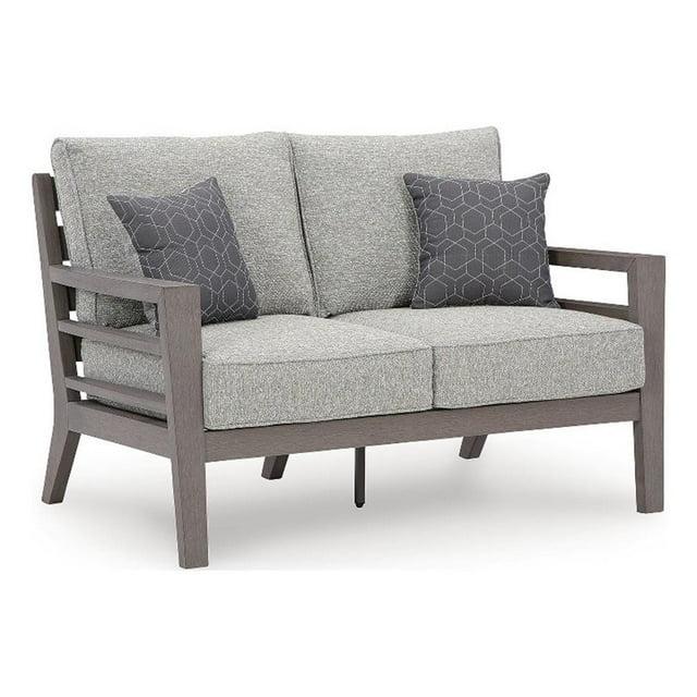 Ashley Furniture Hillside Barn Gray & Brown Outdoor Loveseat with Cushion