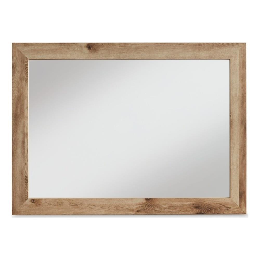 Hyanna 42" Beige Wood Rectangular Wall Mirror