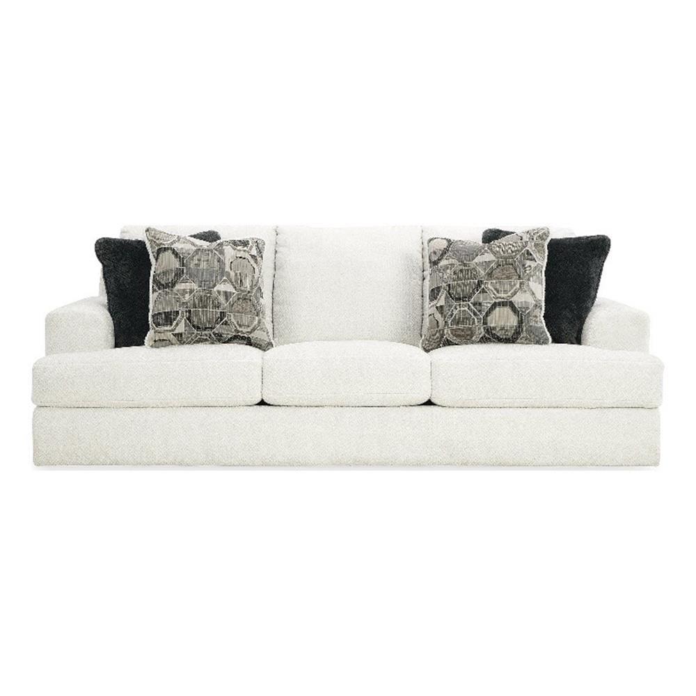 Ashley Furniture Karinne Linen Sofa with Decorative Accent Pillows