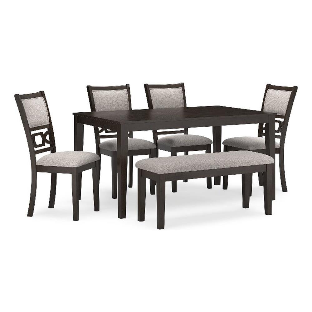 Ashley Furniture Langwest Brown Dining Table and 4 Chairs and Bench - Set of 6
