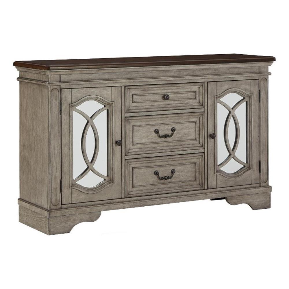 Ashley Furniture Lodenbay Wood Dining Server in Gray and Dark Brown