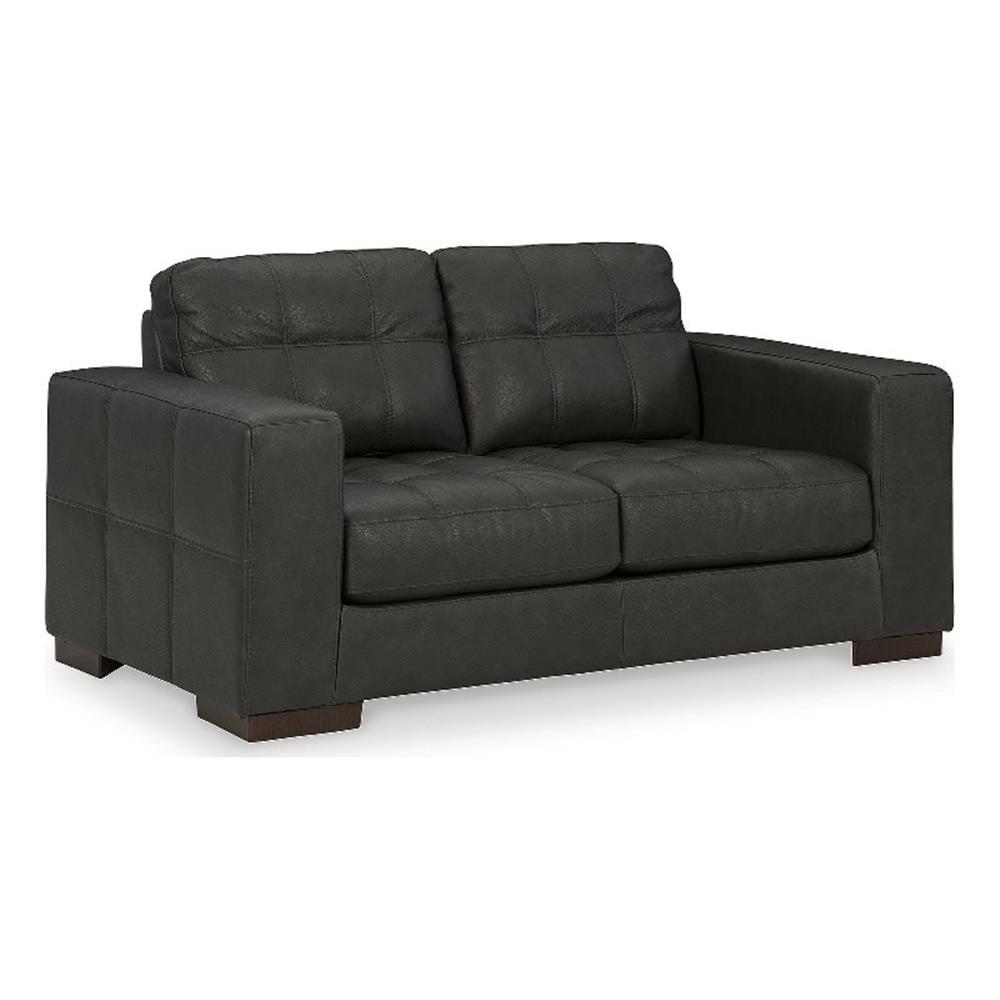 Ashley Furniture Luigi Thunder Loveseat with Exposed Feet and Faux Wood Finish