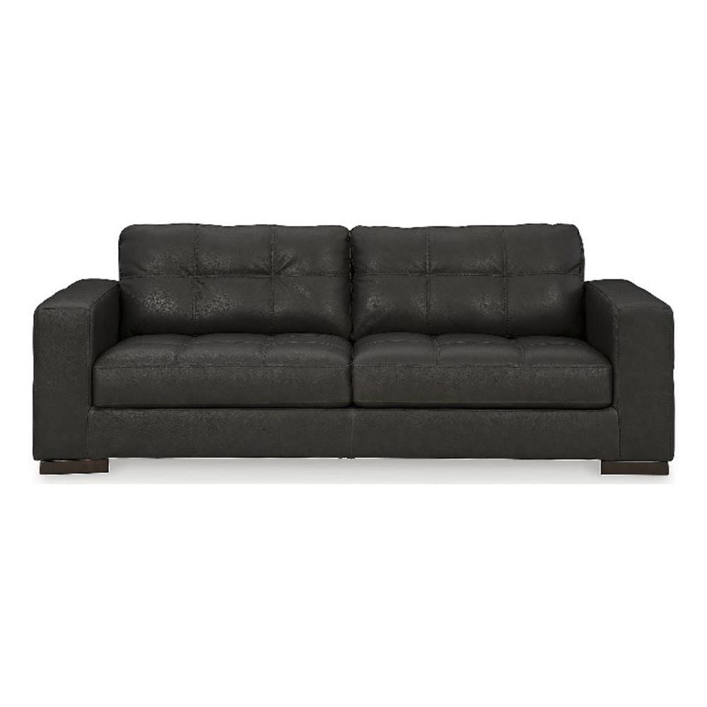 Ashley Furniture Luigi Thunder Sofa with Exposed feet and Faux Wood Finish