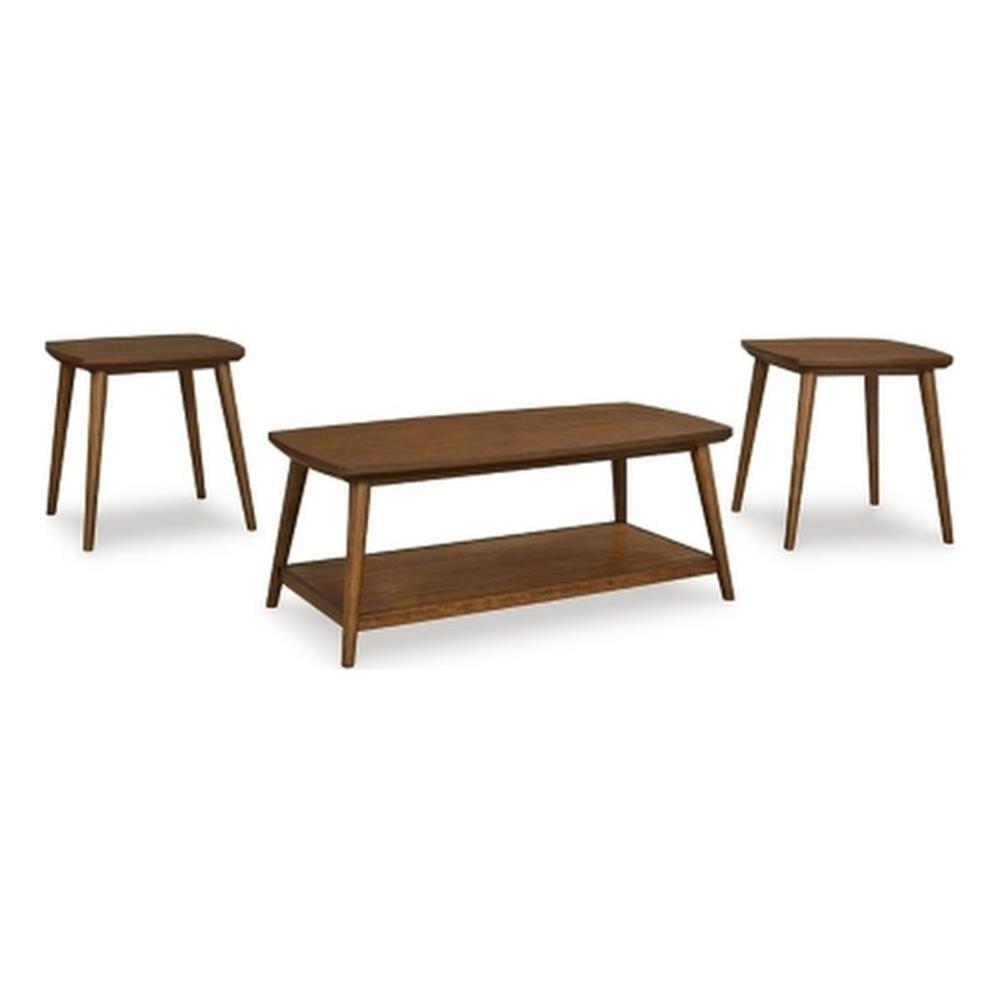 Lyncott Dark Brown Mid-Century Modern Coffee and End Table Set