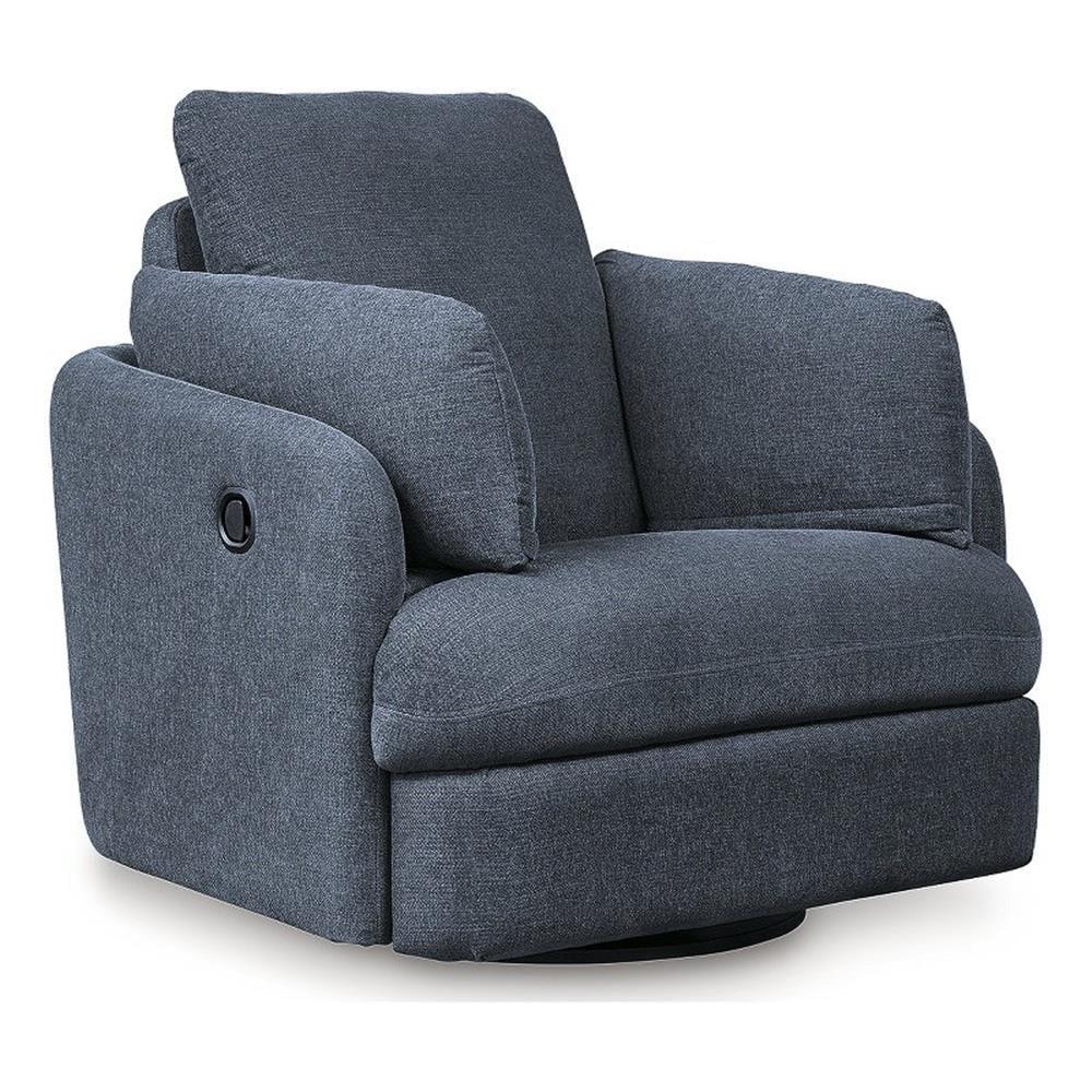 Ink Blue Polyester Swivel Recliner Armchair with Lift