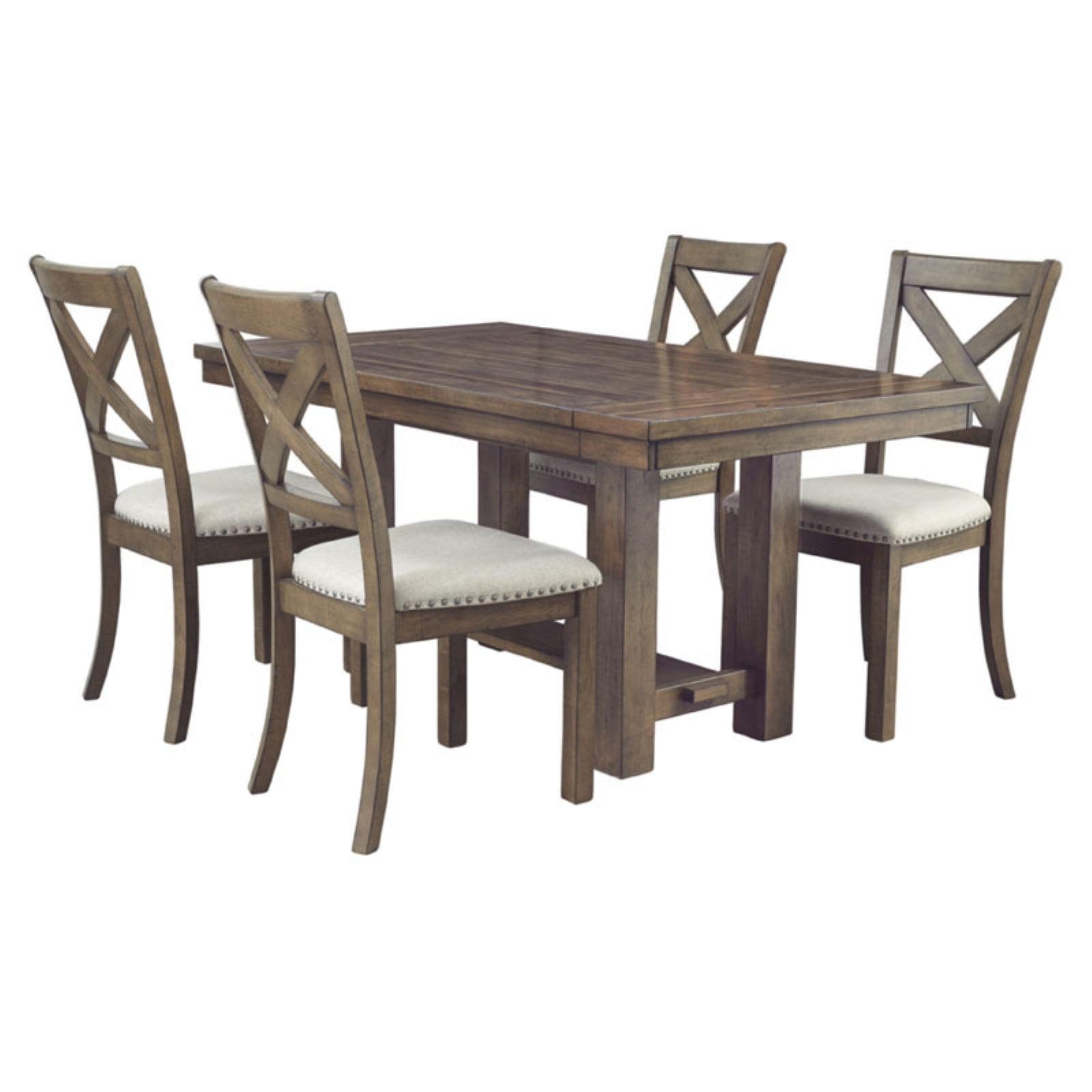 Moriville Rustic Dark Brown Reclaimed Wood Extendable Dining Table