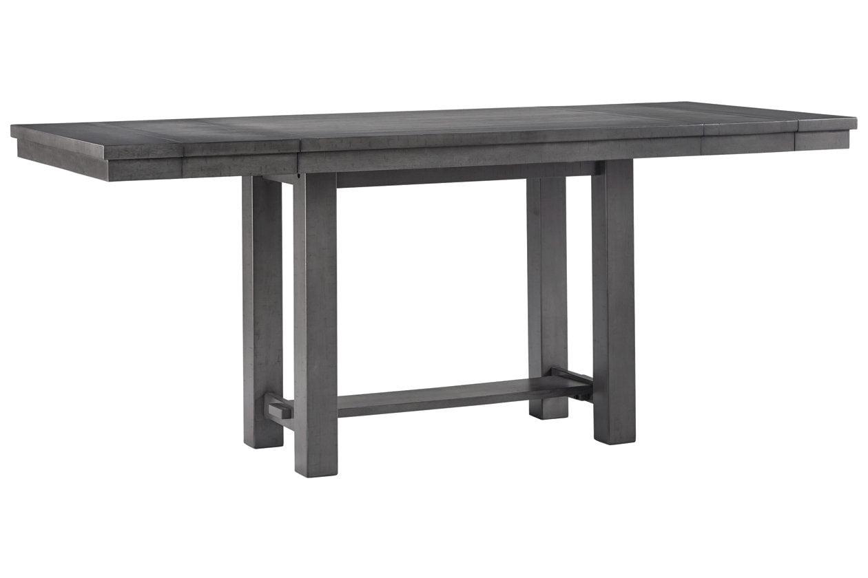 Transitional Smoky Gray Wood Extendable Counter Height Dining Table