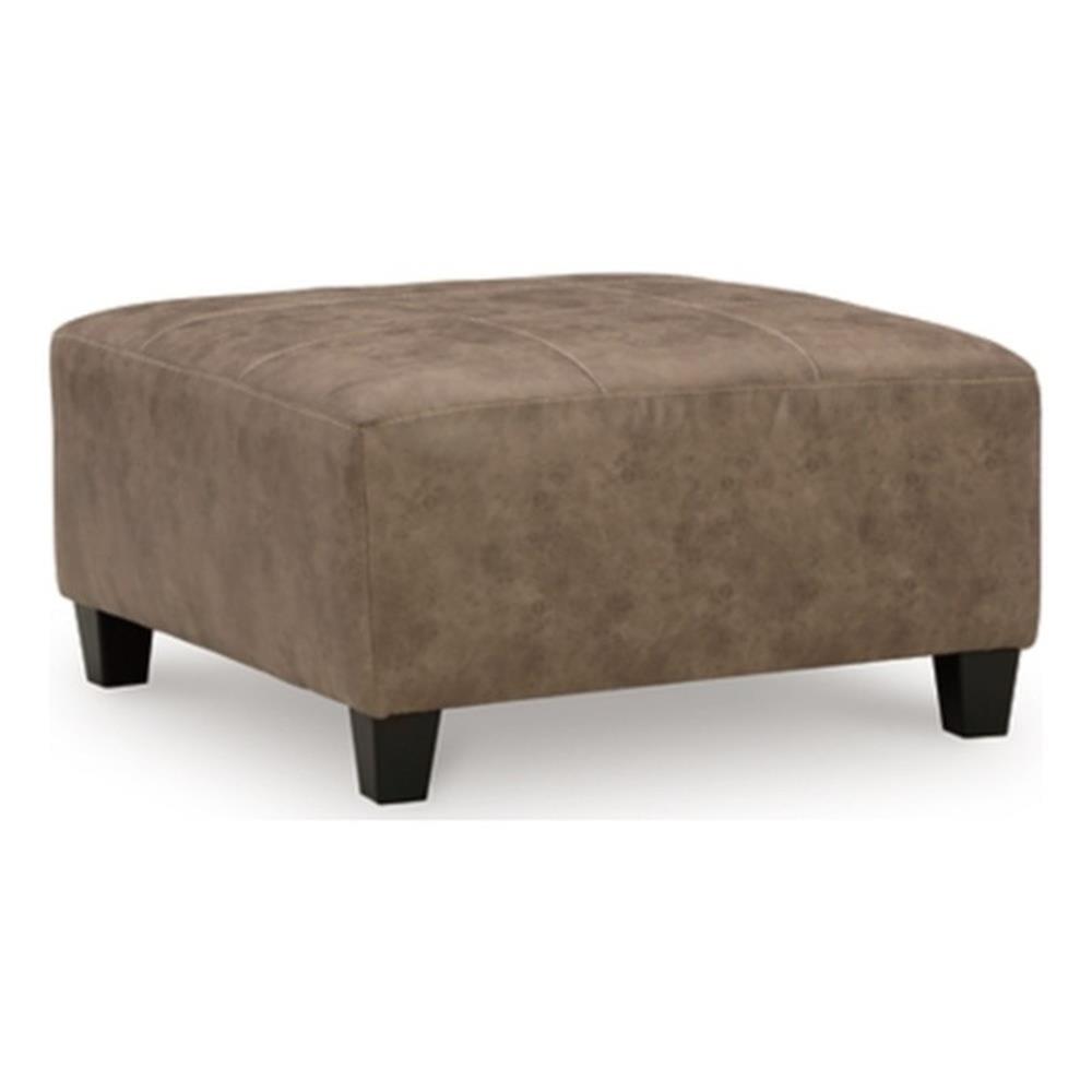 Brown Faux Leather Square Oversized Accent Ottoman