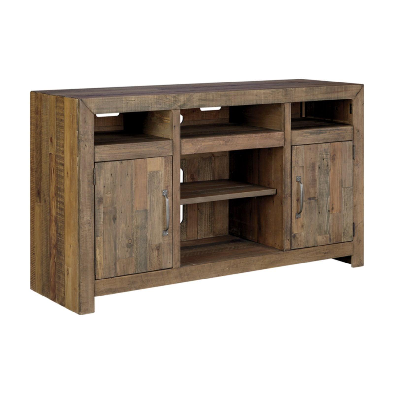 Rustic Sommerford 62" Brown TV Stand with Fireplace Option