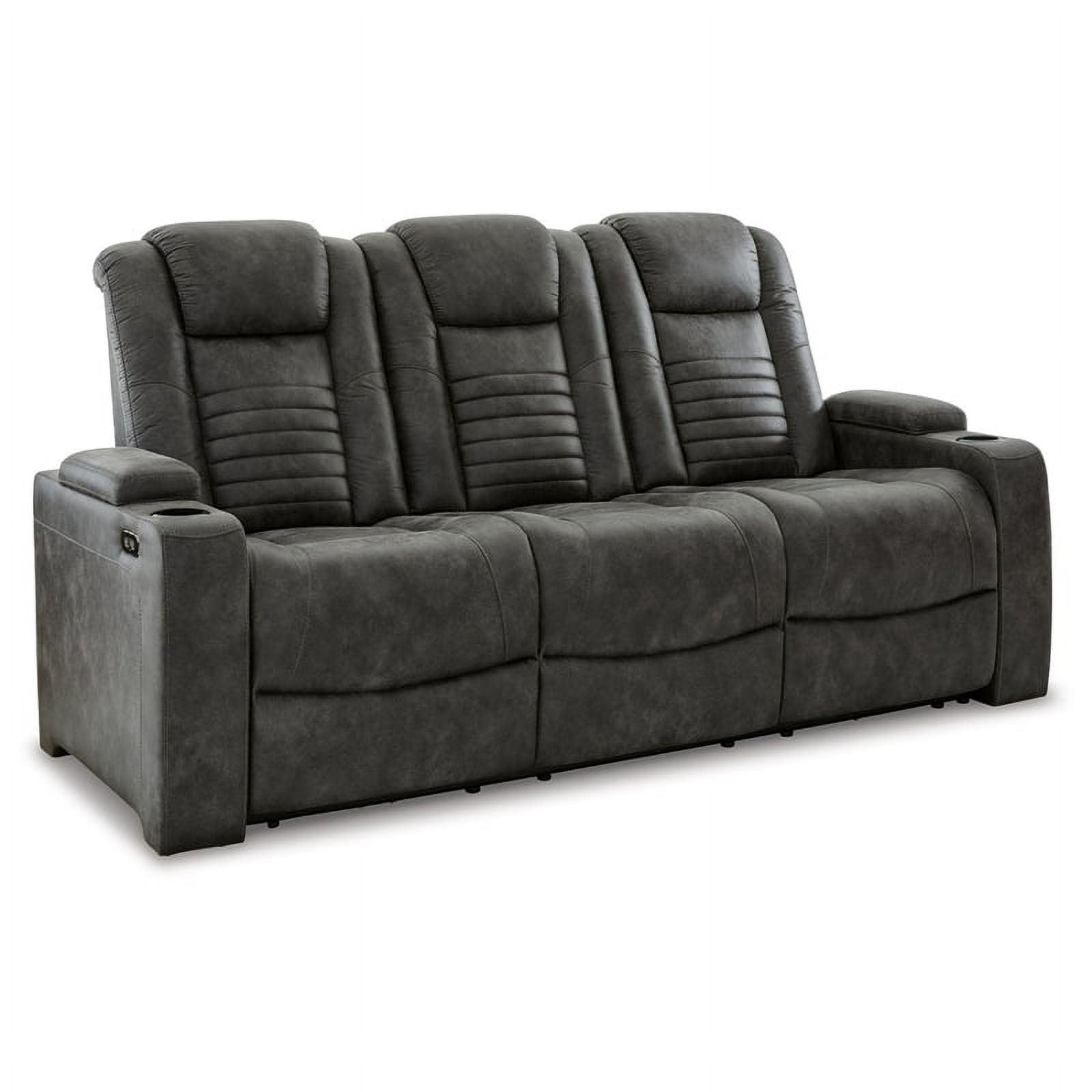 Storm Brown 83" Contemporary Power Reclining Sofa with Cup Holder