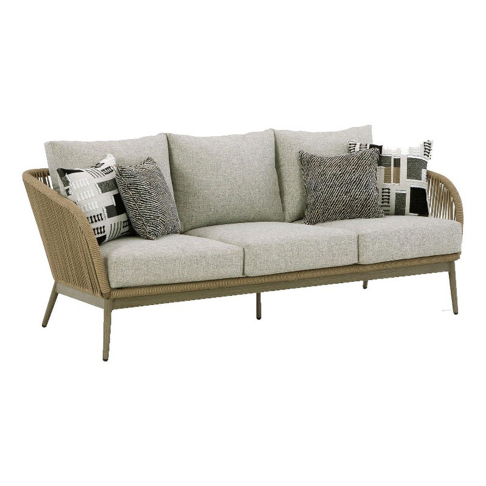 Swiss Valley Transitional 76'' Beige and Gray Wicker Outdoor Sofa