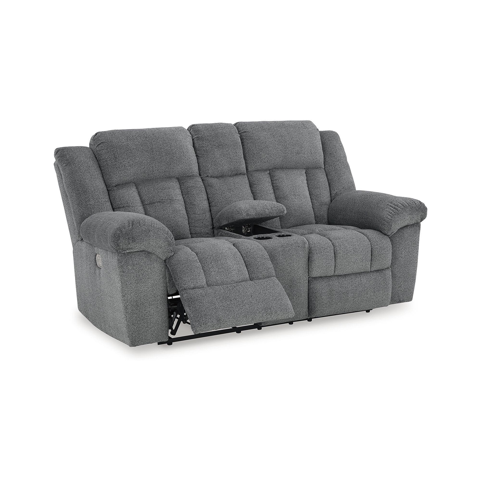 Ashley Furniture Tip-Off Slate Power Reclining Loveseat