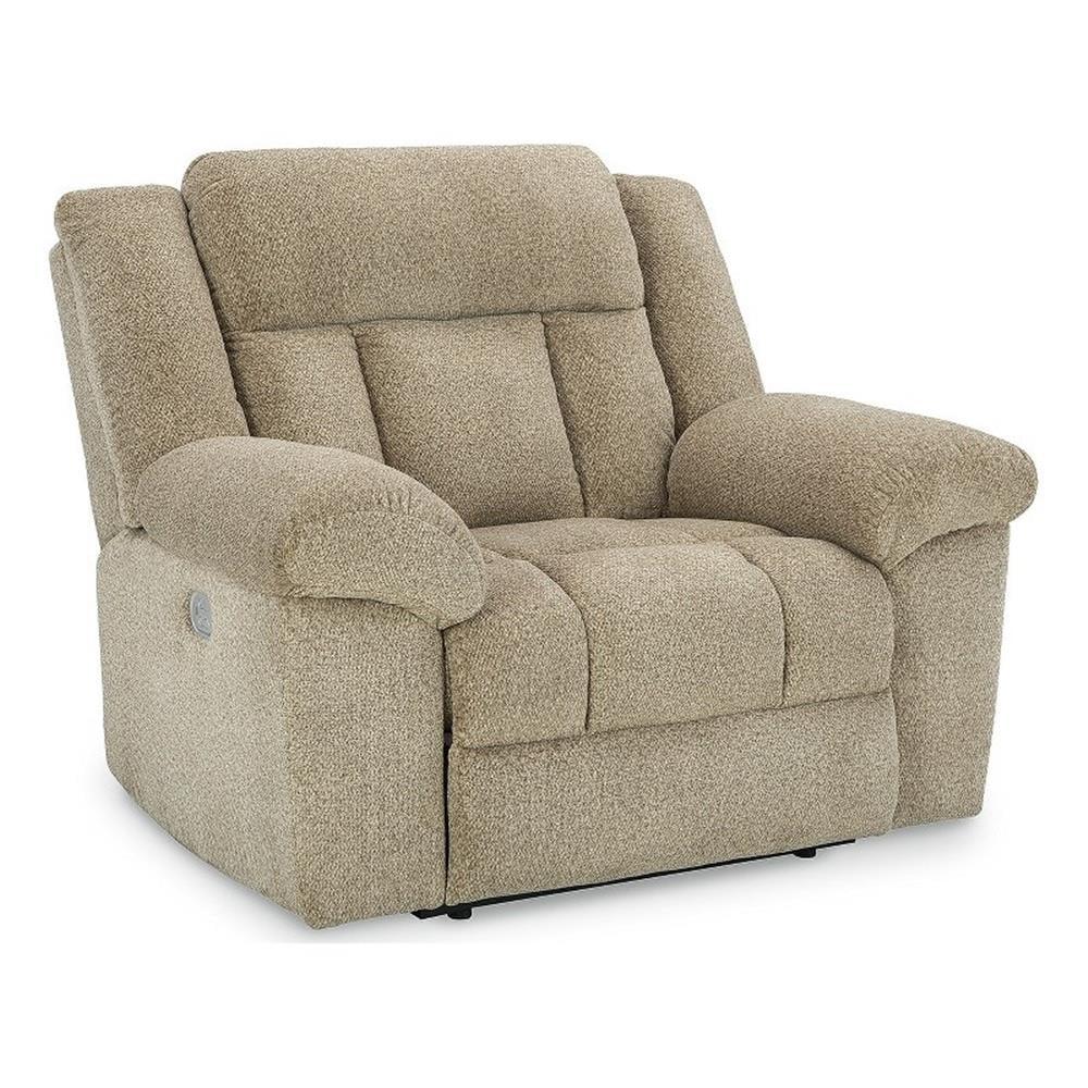 Wheat Beige Metal Power Recliner with Adjustable Headrest