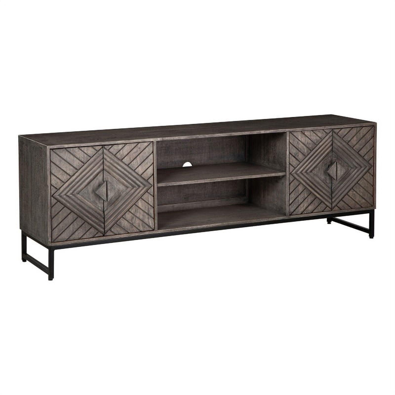 Treybrook Distressed Gray & Black Iron Accent Cabinet