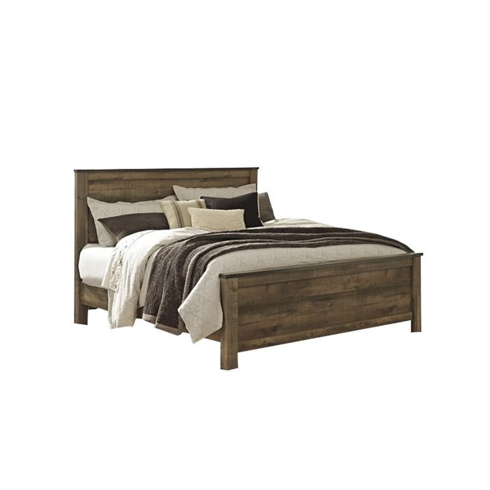 Rustic Brown King Wood Panel Bed with Headboard