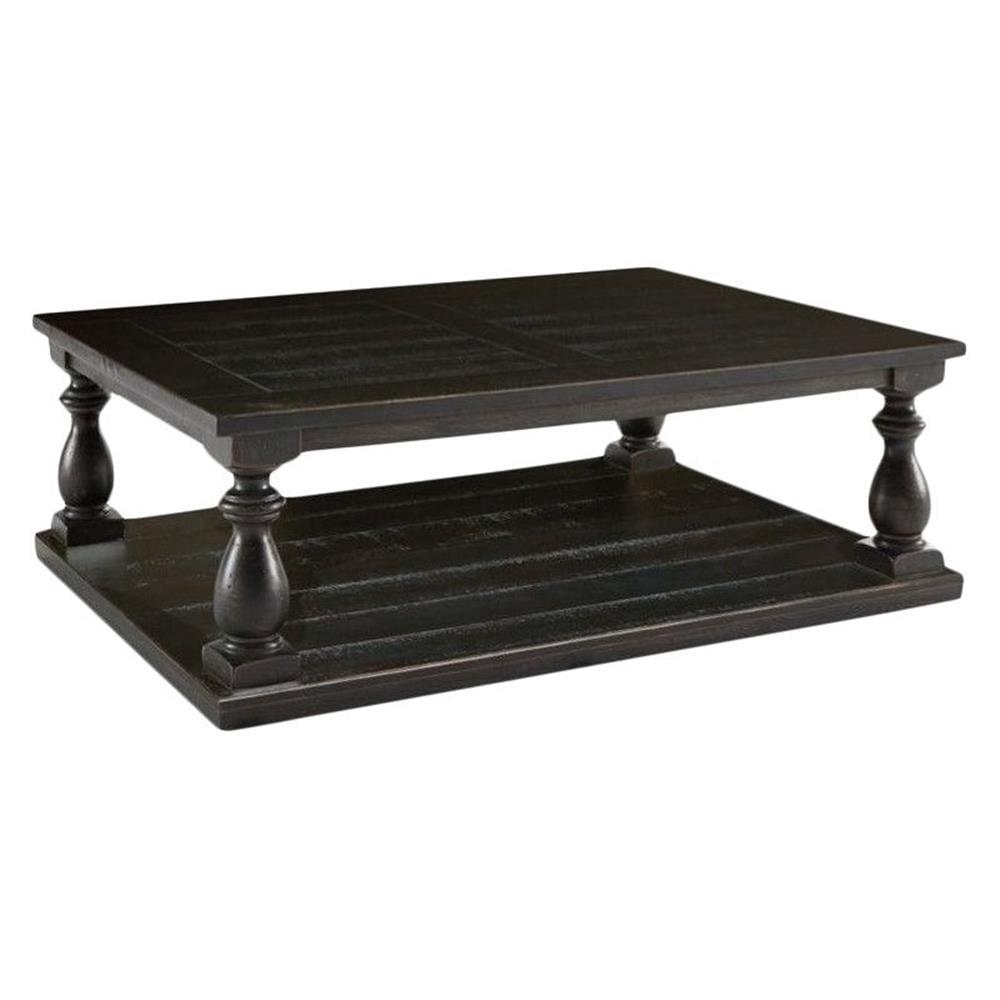 Ashley Furniture Vintage Shelves Rectangular Wood Coffee Table with Open Base Shelf, Black