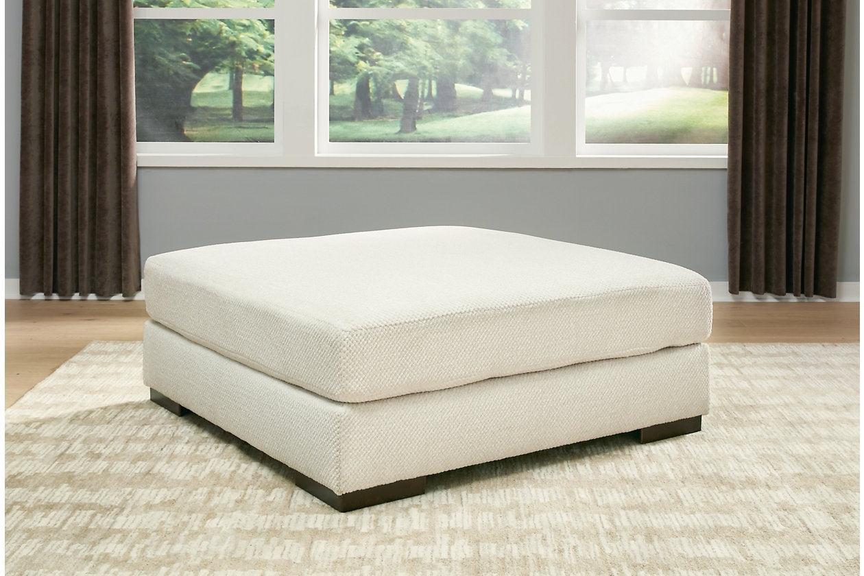 Zada Oversized White Microfiber Accent Ottoman