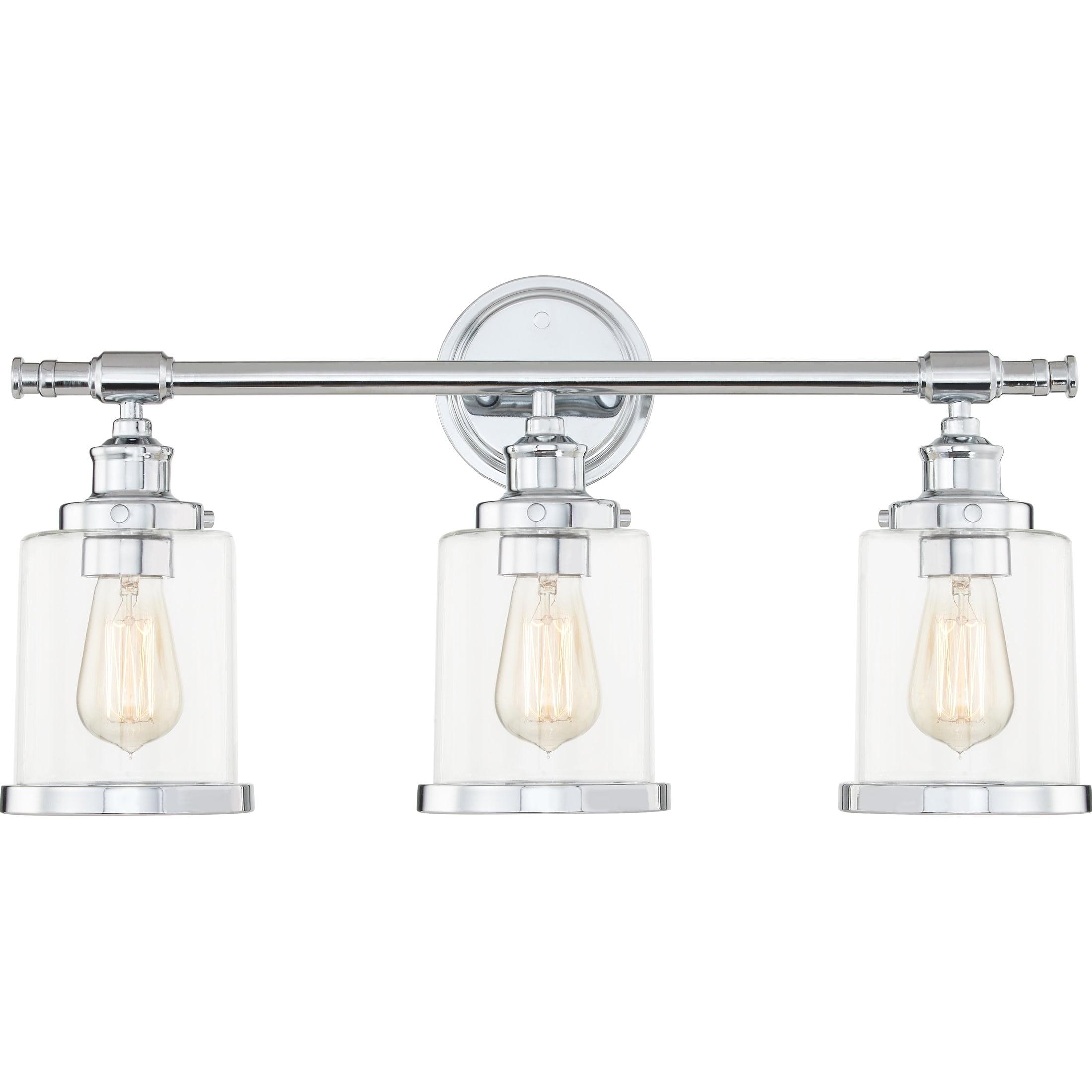 Polished Chrome 3-Light Dimmable Vanity Light with Glass Shades