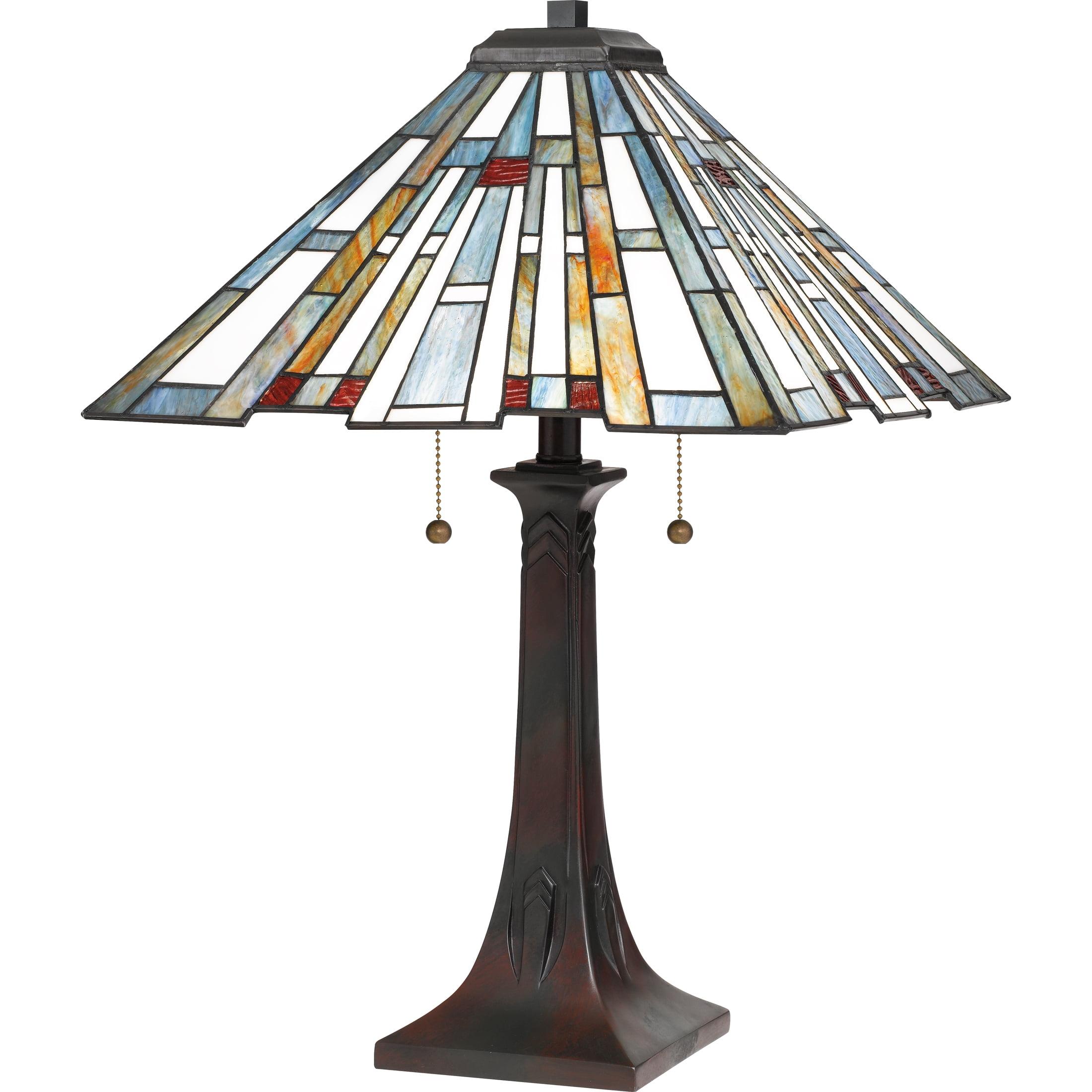 Valiant Bronze Stained Glass Edison Table Lamp, 24.75"