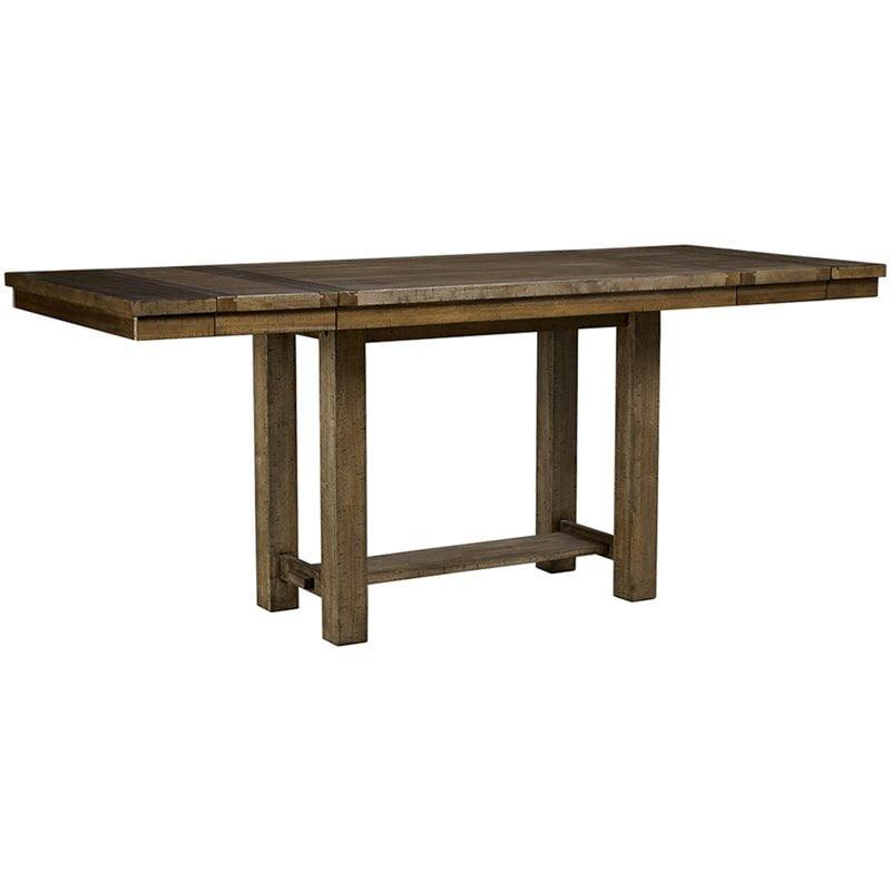 Transitional Nutmeg Brown Extendable Counter Height Dining Table