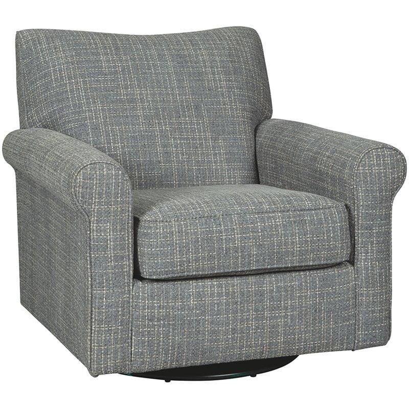 Renley Gray Tweed Swivel Glider Accent Chair