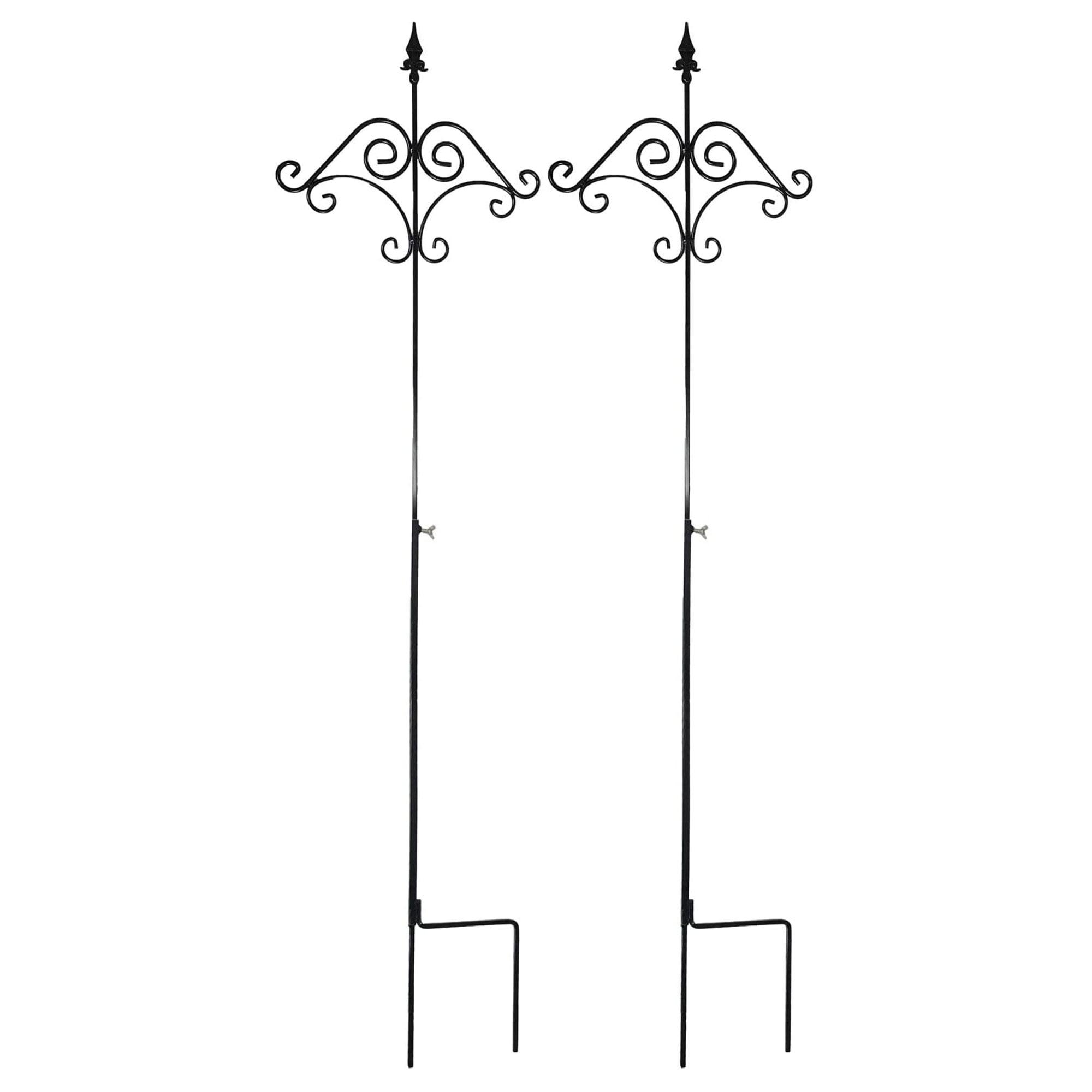 91-Inch Black Metal Floral Design Shepherd's Hook, 2 Pack