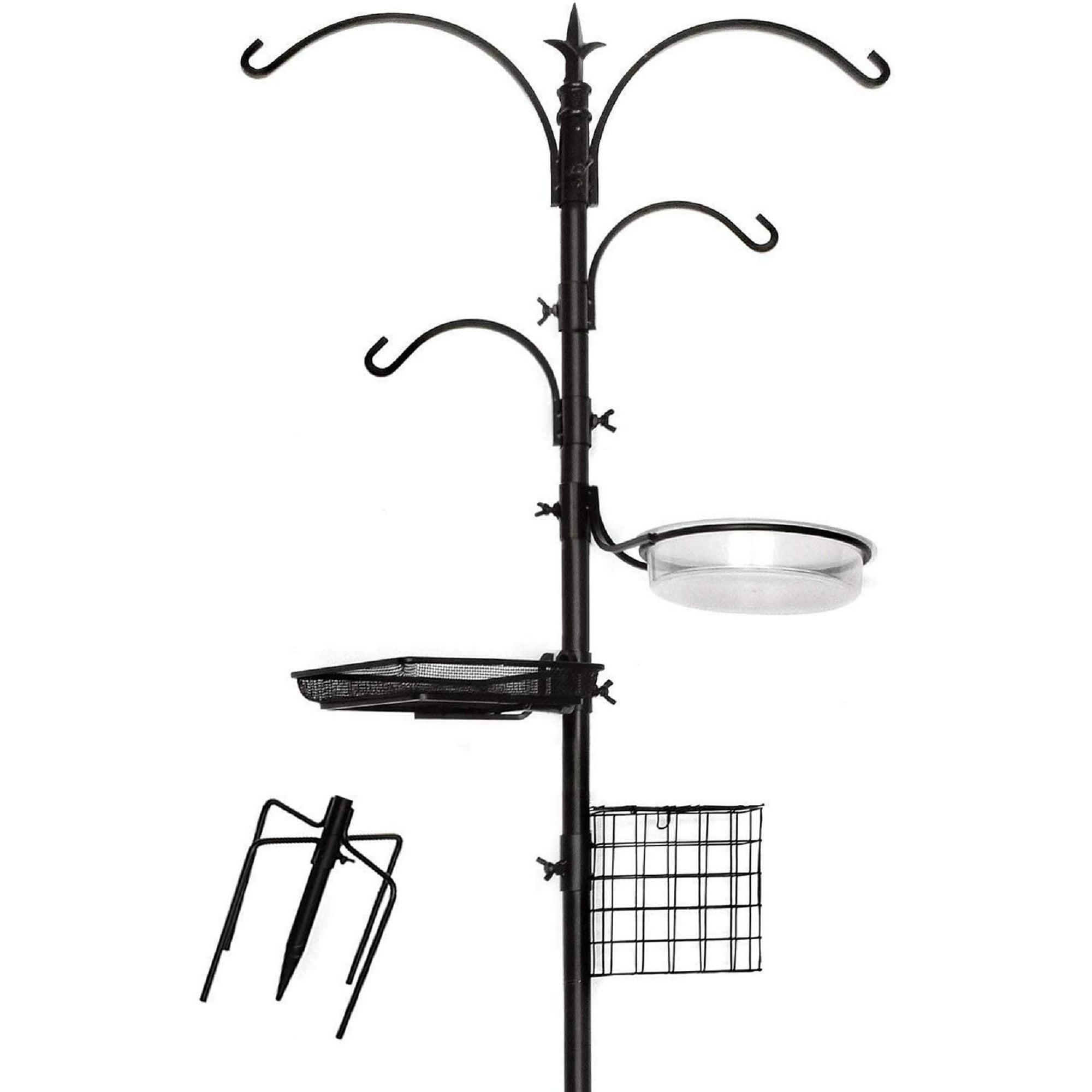 Ashman Online Deluxe Rustproof Bird Feeding Station with Suet Cage, Water Dish, Hanging Kit, Black