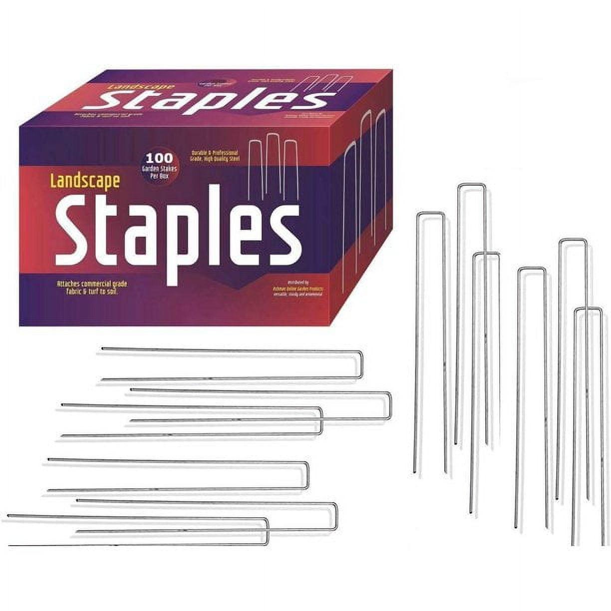 Ashman Galvanized Garden Stakes Landscape Ground Staples: 100 Pack 12 inch Sod and Fence Stake - Sturdy Rust Resistant Gardening Supplies for Anchoring Landscaping, Weed Barrier Fabric, Silver Color