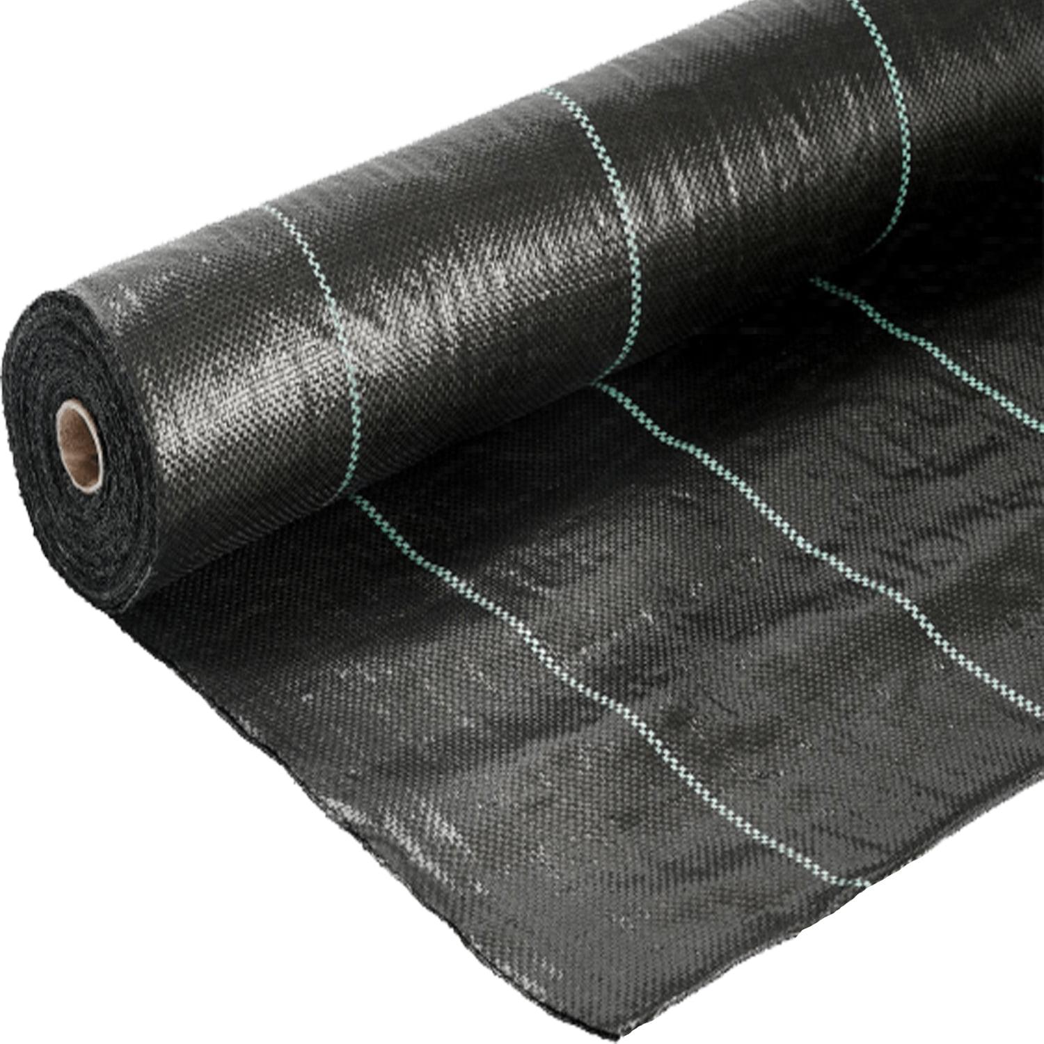 Heavy-Duty Black Woven Polyester Weed Barrier Mat 3' x 50'