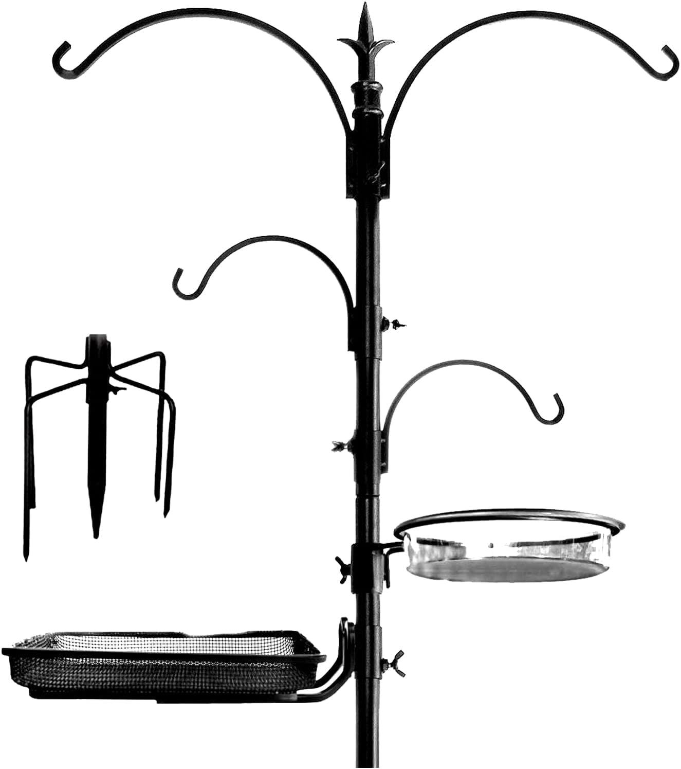 Tall Black Metal and Plastic Bird Feeding Station Kit