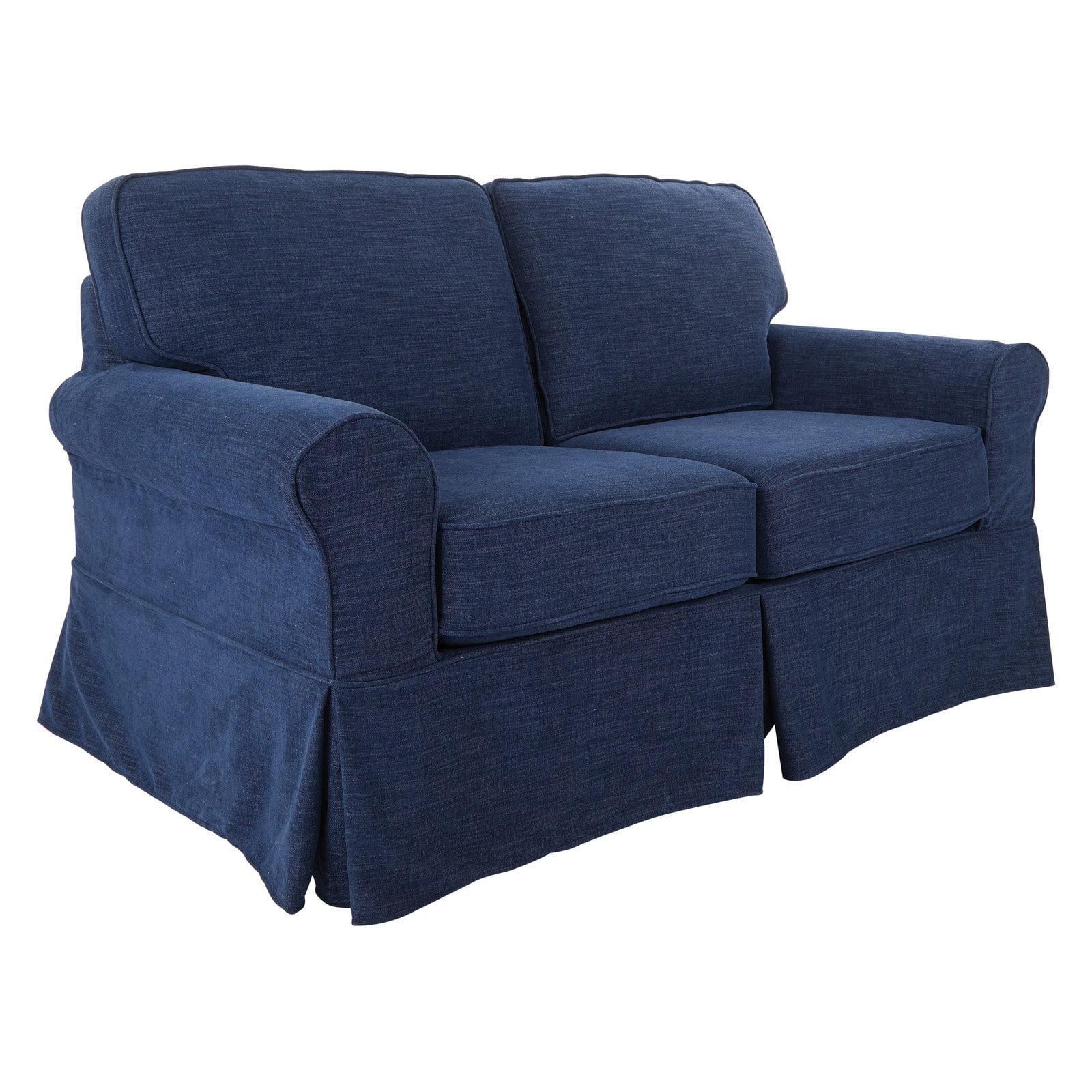 Ashton Cottage Charm Navy Blue Slipcover Loveseat