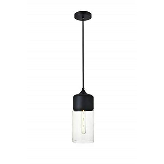 Elegant Lighting Ashwell 1 Light Black Pendant With Clear Glass