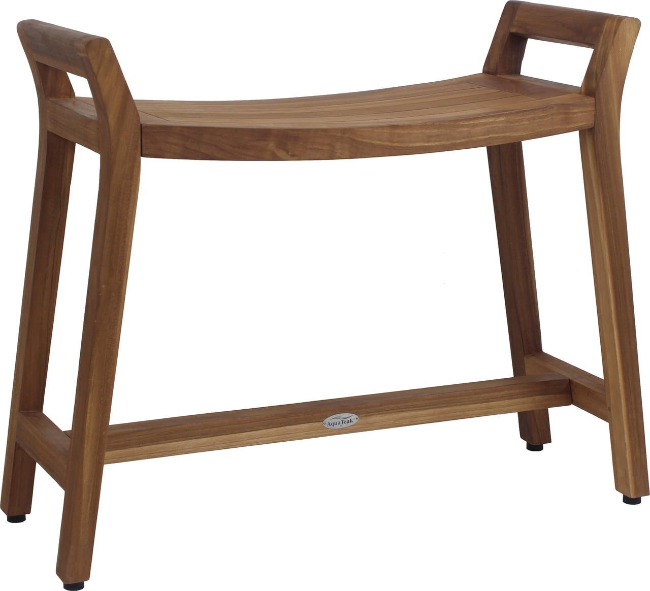 Extended Asia Ascend Teak Shower Bench with Rubber Feet