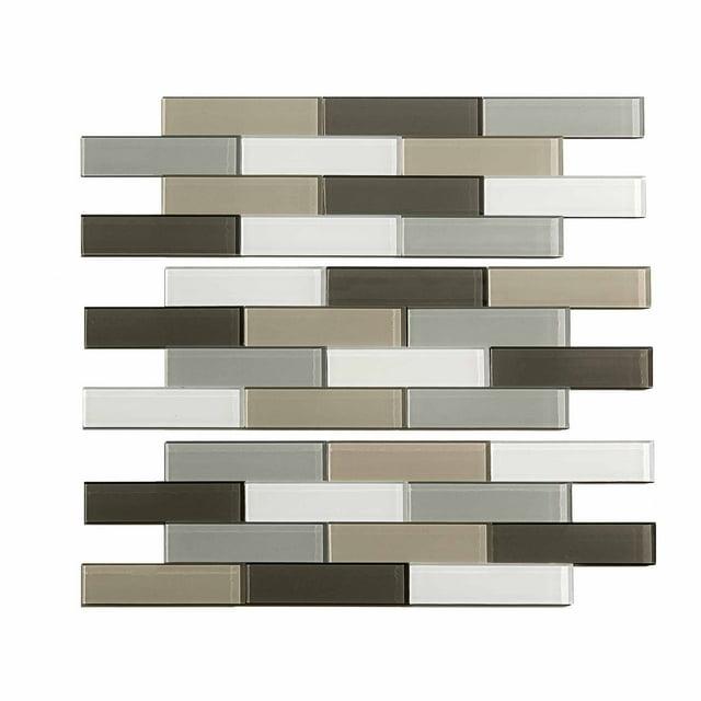 Aspect Peel and Stick 12.5in x 4in Subway Rustic Clay Matted Glass Tile for Kitchen and Bathrooms (3-Pack)