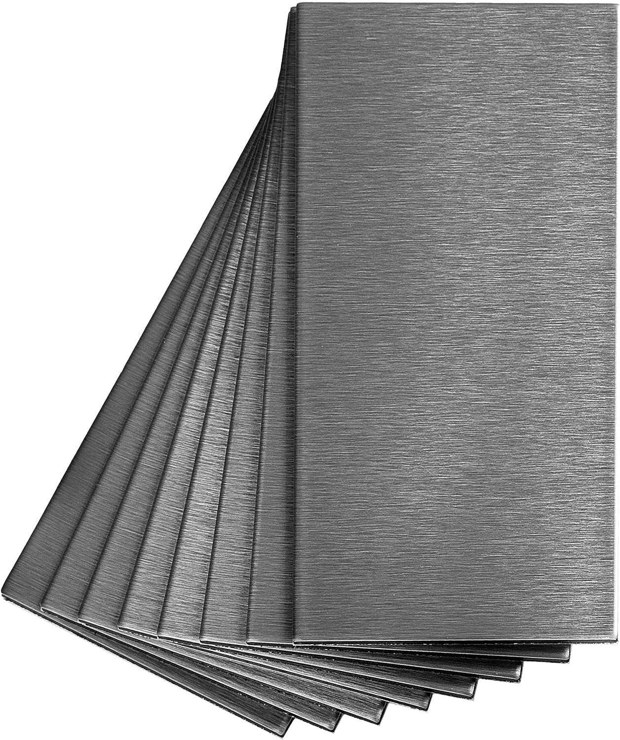 Brushed Stainless 3" x 6" Peel and Stick Metal Backsplash Tiles