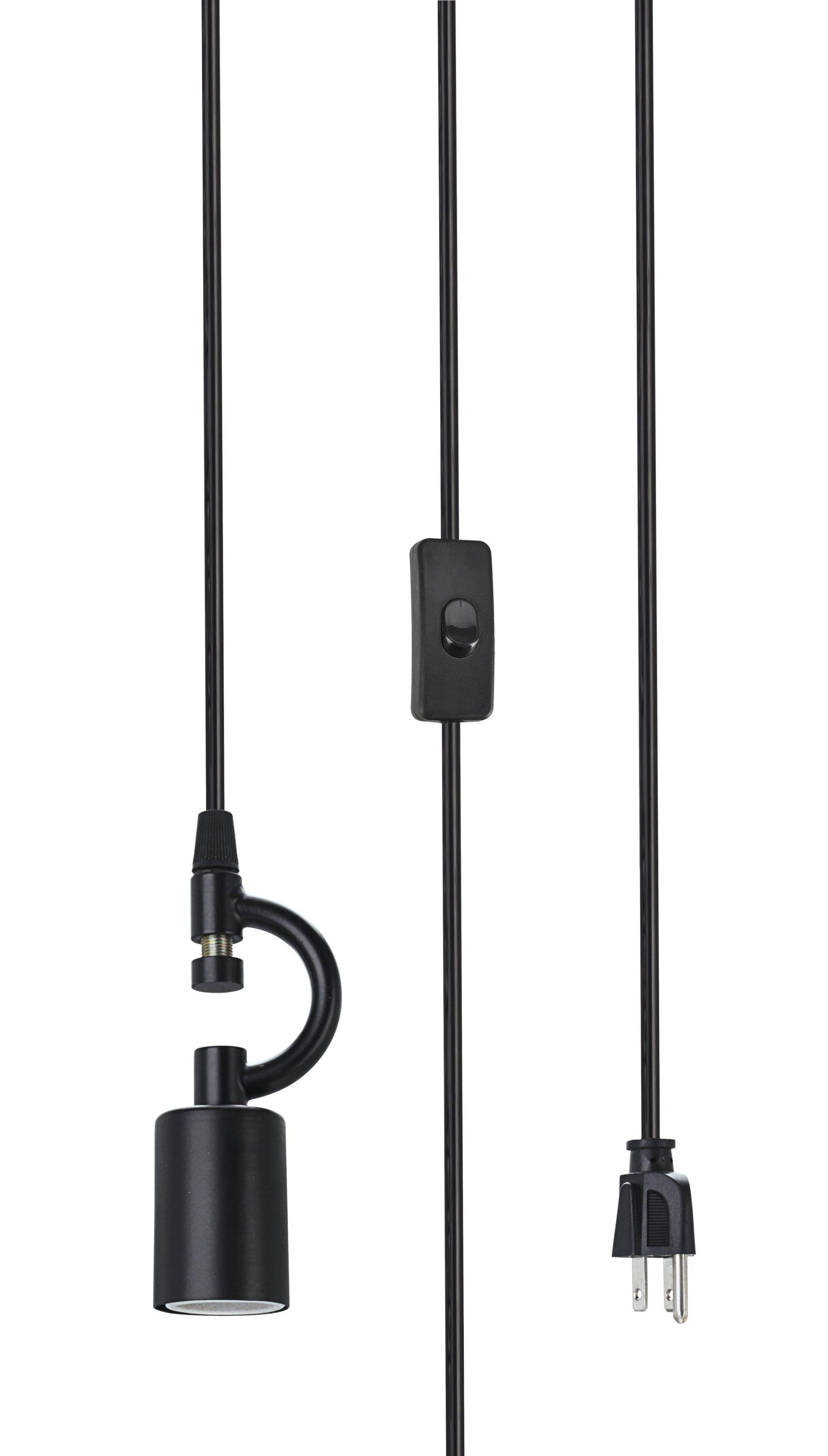 Matte Black One-Light Plug-In Swag Pendant Light Kit