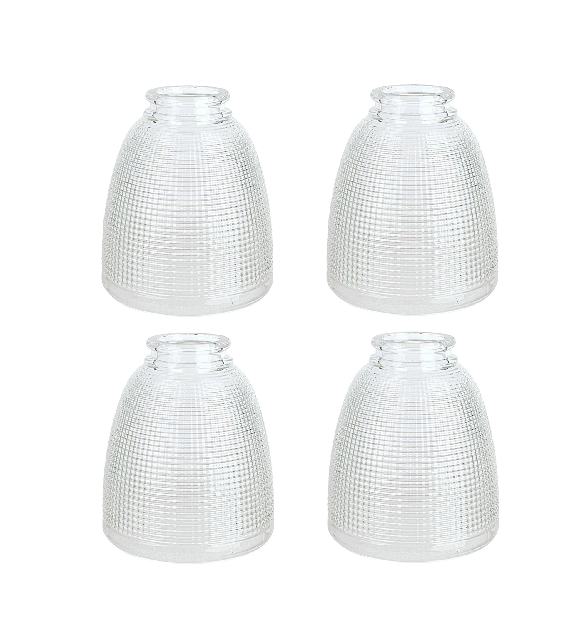 Mini Clear Glass Bell Shades with Grid Pattern, 4 Pack