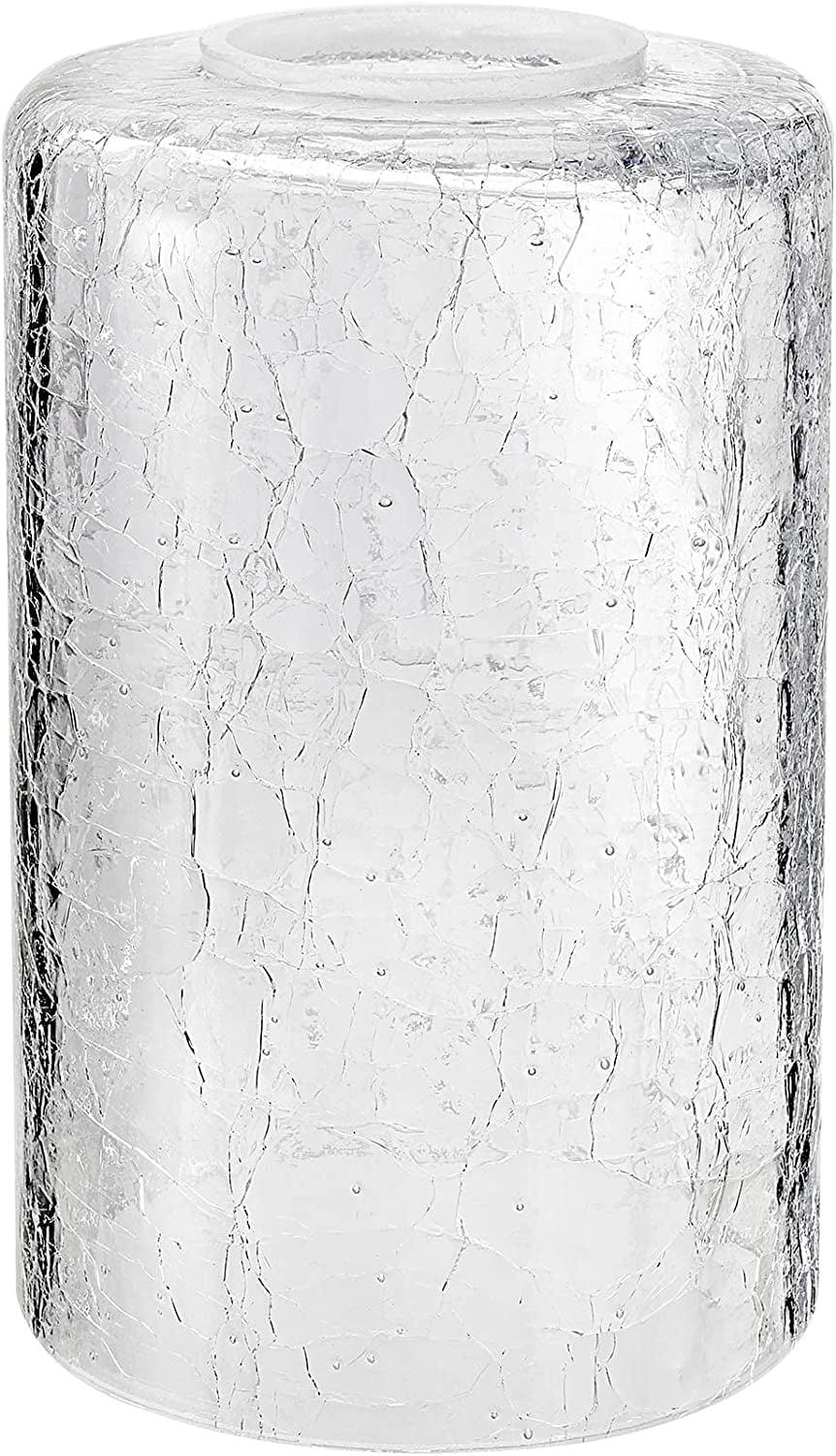 Aspen Creative 23614-01,Clear Cylinder Cracked Glass Shade.3-1/2"Dia x 5-1/2"H / Center Hole:42mm.