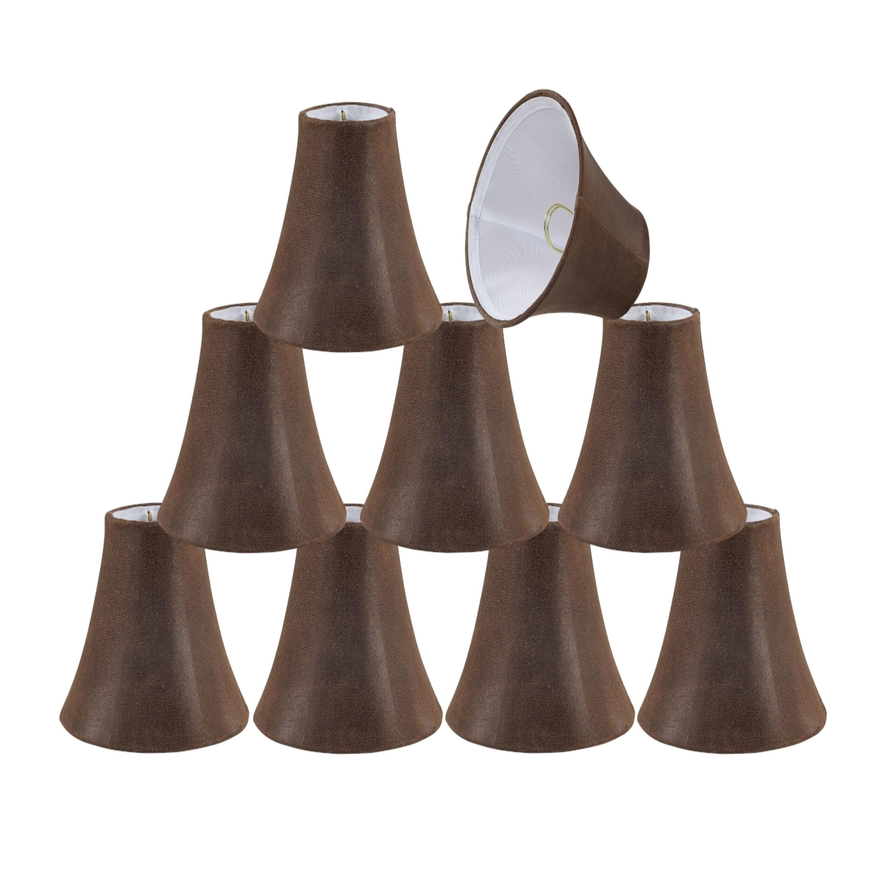 Aspen Creative 30078-9 Small Bell Shape Chandelier Clip-On Lamp Shade Set (9 Pack), Transitional Design in Brown, 6" bottom width (3" x 6" x 5")