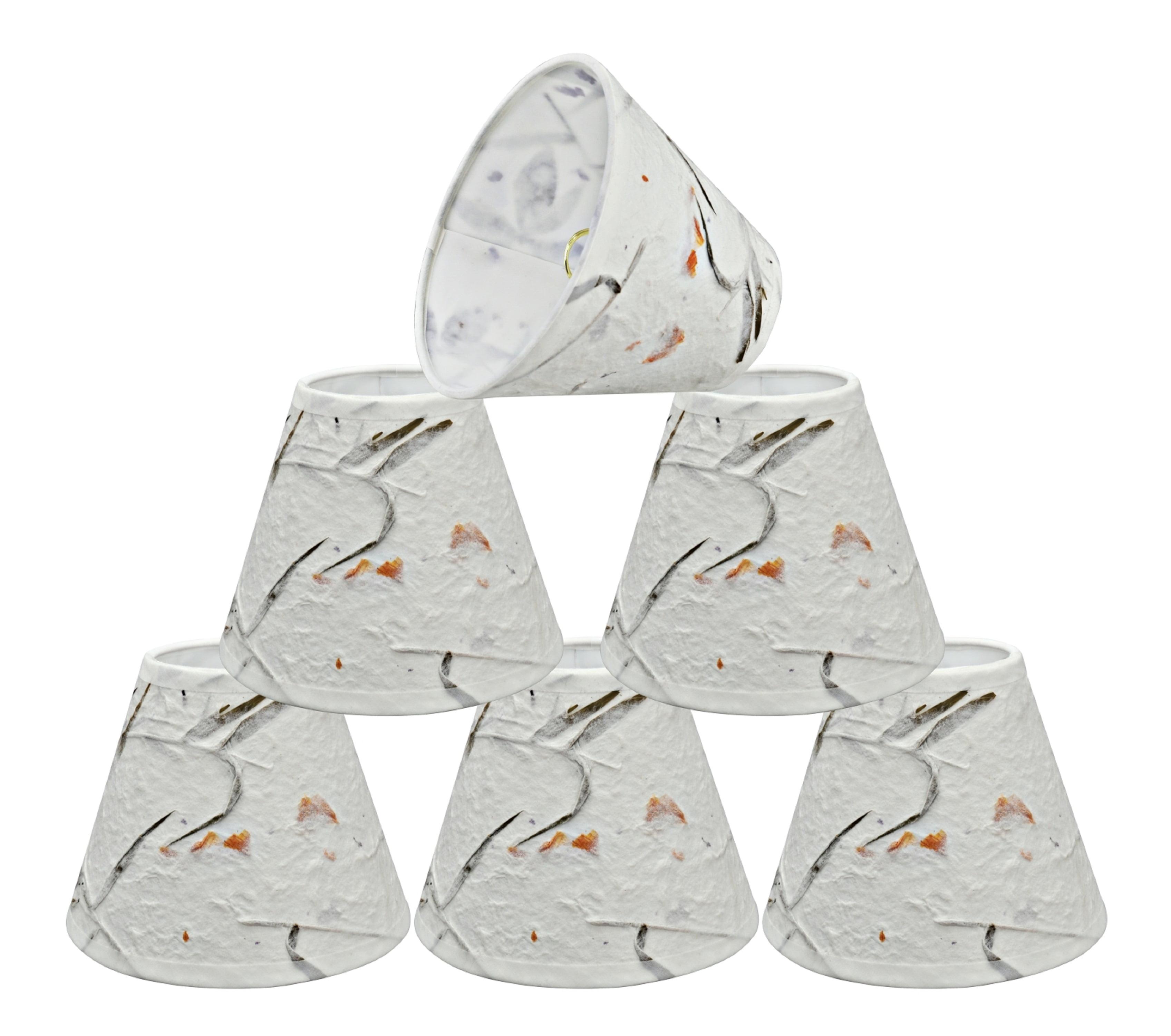 Aspen Creative 32115-6 Small Hardback Empire Shape Chandelier Clip-On Lamp Shade Set (6 Pack), Transitional Design in Off White, 6" bottom width (3" x 6" x 5")